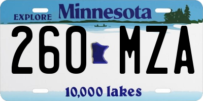 MN license plate 260MZA