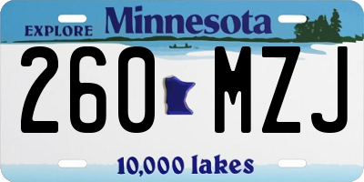 MN license plate 260MZJ