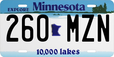 MN license plate 260MZN