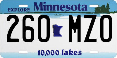 MN license plate 260MZO