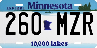 MN license plate 260MZR
