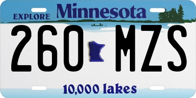 MN license plate 260MZS