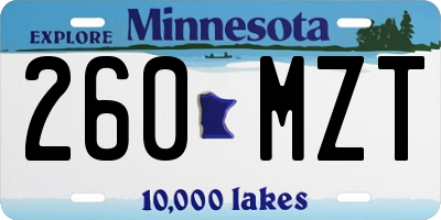 MN license plate 260MZT