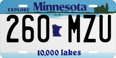 MN license plate 260MZU