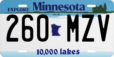 MN license plate 260MZV