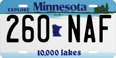 MN license plate 260NAF