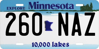 MN license plate 260NAZ