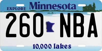 MN license plate 260NBA