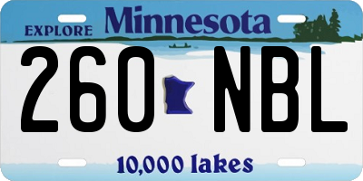 MN license plate 260NBL