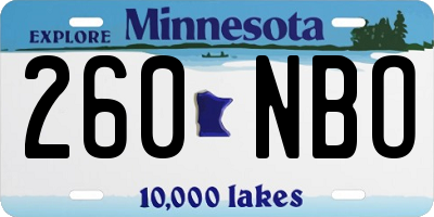 MN license plate 260NBO