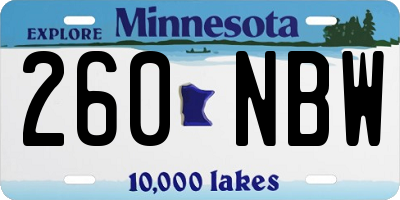 MN license plate 260NBW
