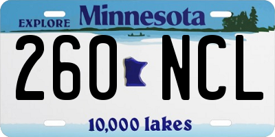 MN license plate 260NCL