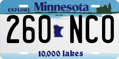 MN license plate 260NCO