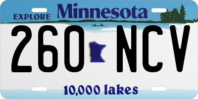 MN license plate 260NCV