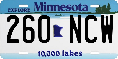 MN license plate 260NCW