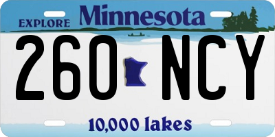 MN license plate 260NCY