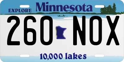 MN license plate 260NOX