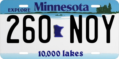 MN license plate 260NOY
