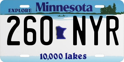 MN license plate 260NYR