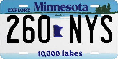 MN license plate 260NYS