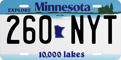 MN license plate 260NYT