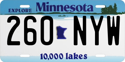 MN license plate 260NYW