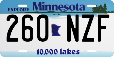 MN license plate 260NZF