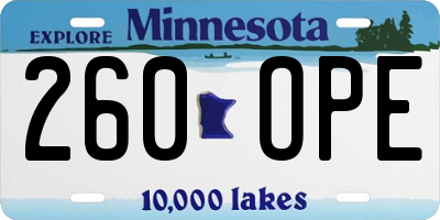 MN license plate 260OPE