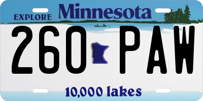 MN license plate 260PAW
