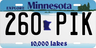 MN license plate 260PIK