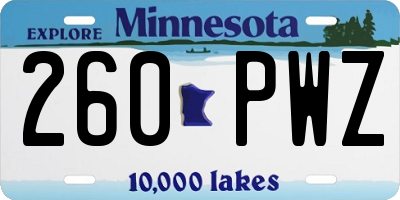 MN license plate 260PWZ