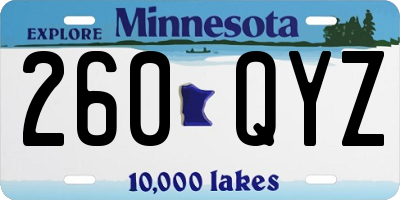 MN license plate 260QYZ