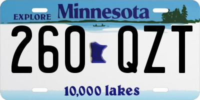 MN license plate 260QZT