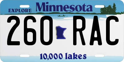 MN license plate 260RAC