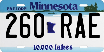 MN license plate 260RAE
