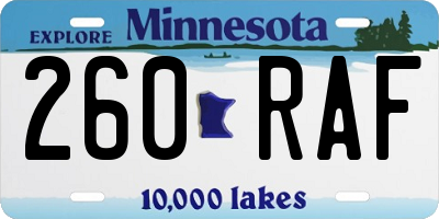 MN license plate 260RAF