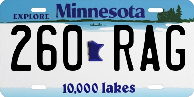 MN license plate 260RAG