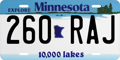 MN license plate 260RAJ