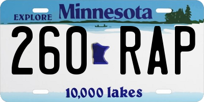 MN license plate 260RAP