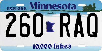 MN license plate 260RAQ