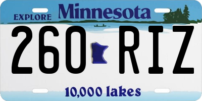MN license plate 260RIZ