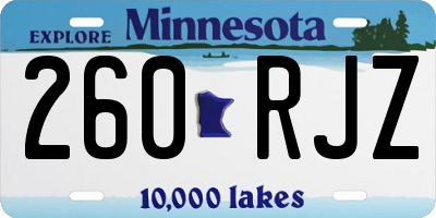 MN license plate 260RJZ