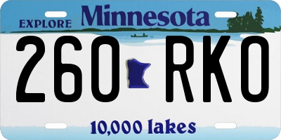 MN license plate 260RKO