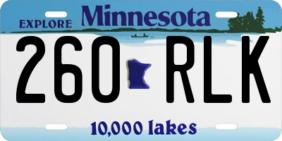 MN license plate 260RLK