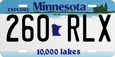 MN license plate 260RLX
