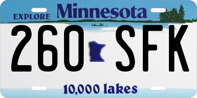 MN license plate 260SFK