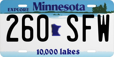 MN license plate 260SFW