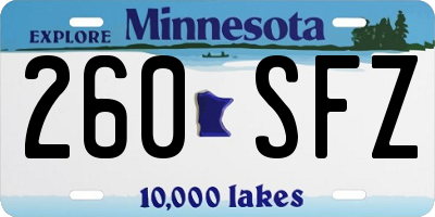 MN license plate 260SFZ