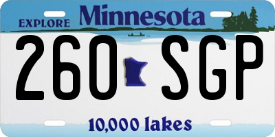 MN license plate 260SGP