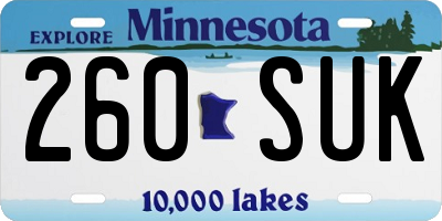 MN license plate 260SUK